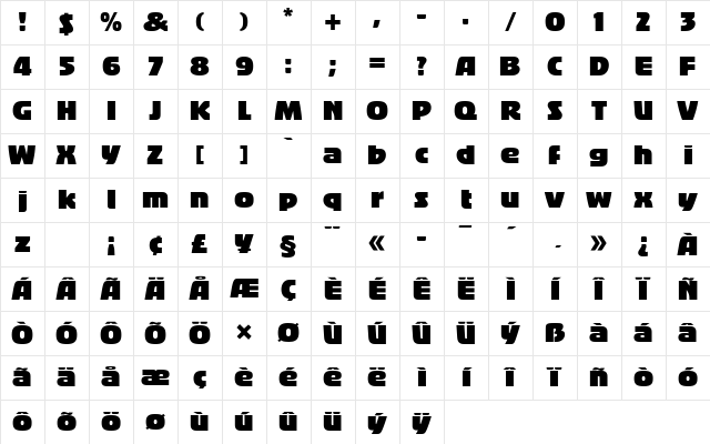 Bigband Regular Character Map