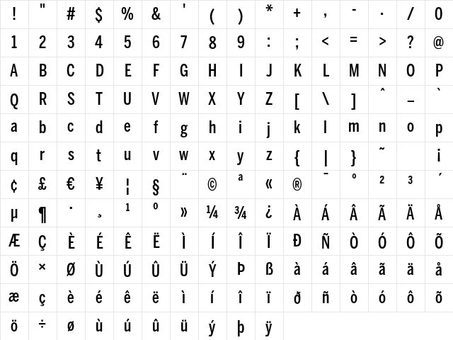 BentonSans Comp Medium Regular Character Map BentonSans Comp Medium Regular Character Map