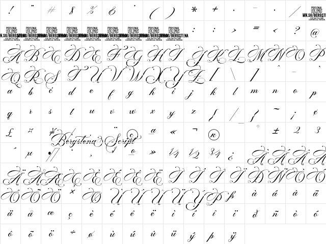 Bergstena Decorated PERSONAL USE Regular Character Map