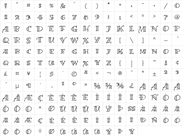 Bermuda LP Dots Character Map