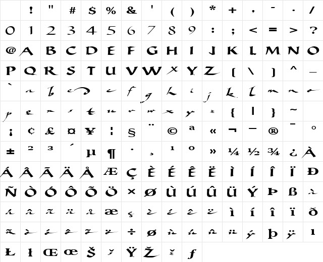 BigBrushFont19 Regular Character Map BigBrushFont19 Regular Character Map