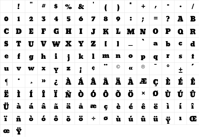 Beton CG ExtraBold Regular Character Map