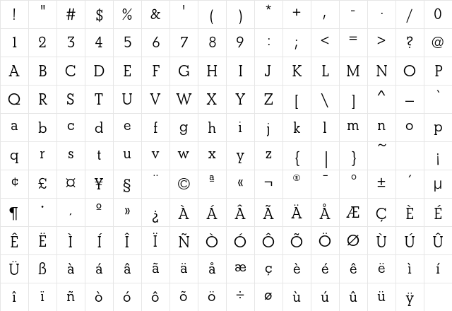 BetonEF DemiBold Character Map