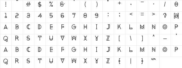Bezaen Regular Character Map