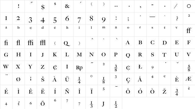 BigCaslon Exp Character Map BigCaslon Exp Character Map