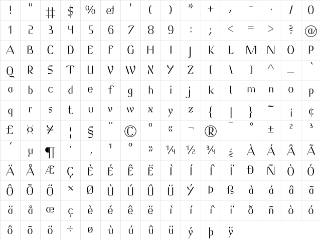 Bijoux Regular Character Map