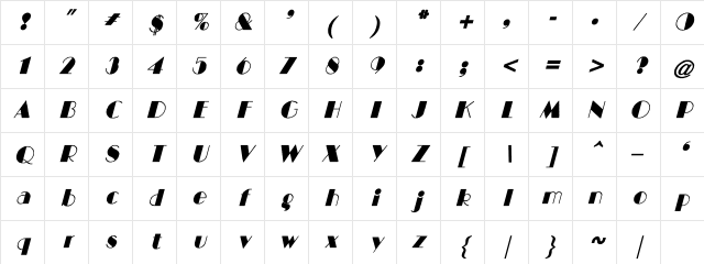 BIGCITY-Normal Italic Regular Character Map