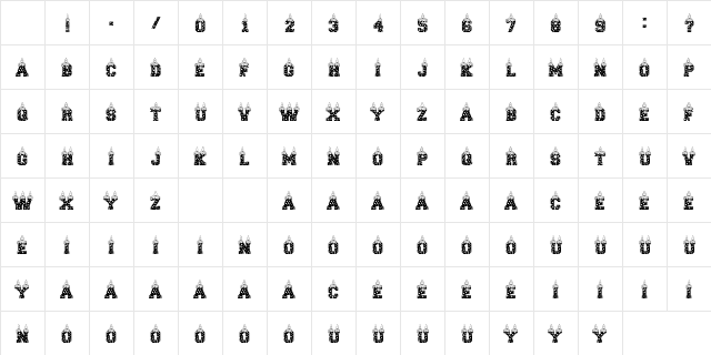 Birthday Candles Regular Character Map