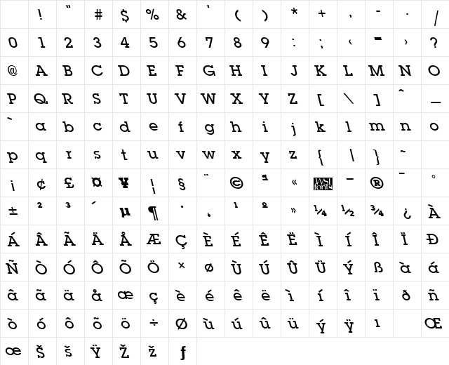 LaplandLeftyDemibold Regular Character Map LaplandLeftyDemibold Regular Character Map