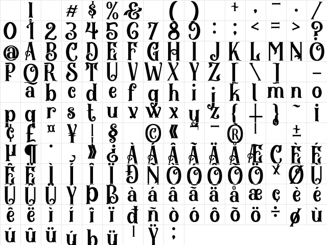 Black Arcade Regular Character Map Black Arcade Regular Character Map