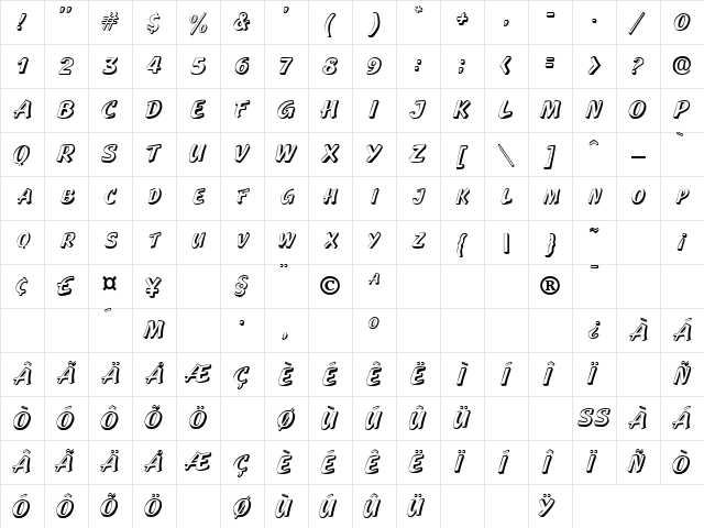 LaPlayaOutlineSCapsSSK Regular Character Map