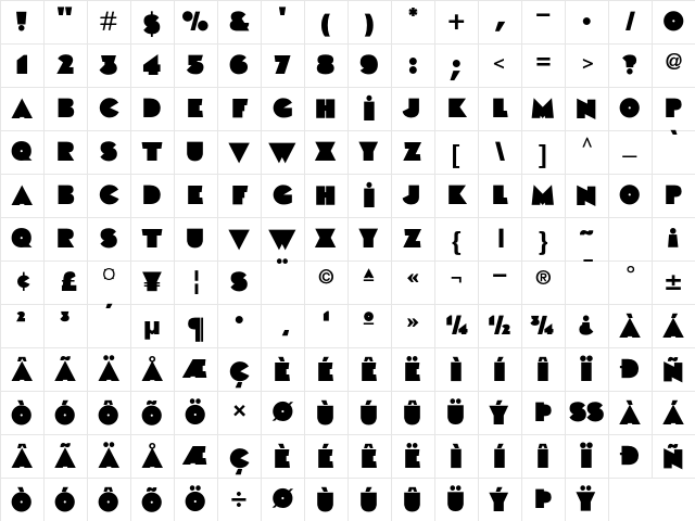 Black Boton Std Bold Character Map
