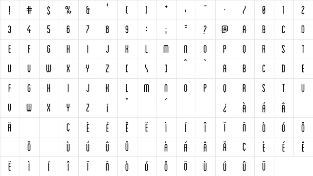 Blanch Condensed Character Map