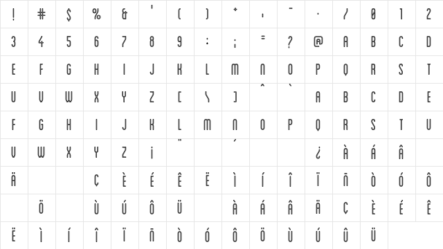 Blanch Condensed Inline Character Map