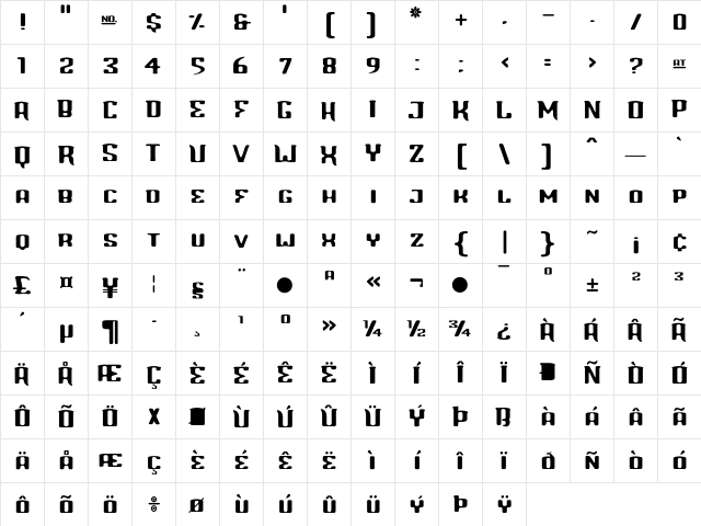 Blinddate Regular Character Map