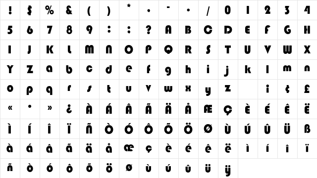 BlippoBlackEF Regular Character Map