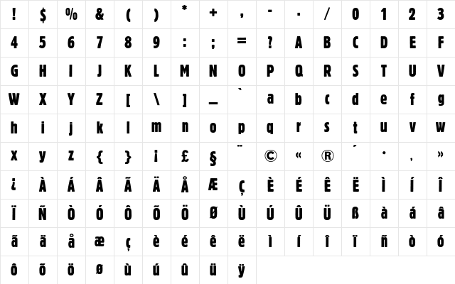 Block Berthold BQ Regular Character Map Block Berthold BQ Regular Character Map