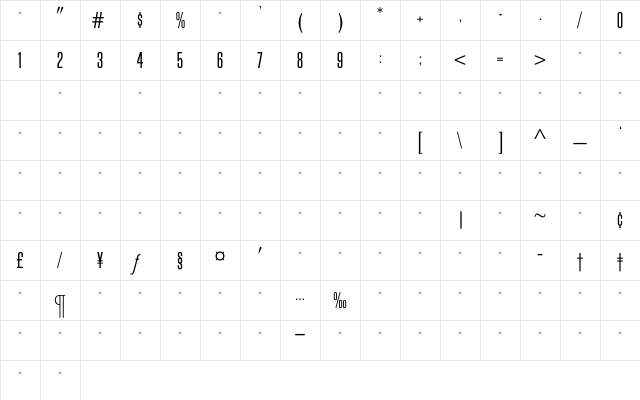 BlockGothicLightExtraCondTab Regular Character Map BlockGothicLightExtraCondTab Regular Character Map