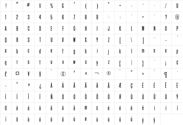 BlockGothicRR Regular Character Map BlockGothicRR Regular Character Map