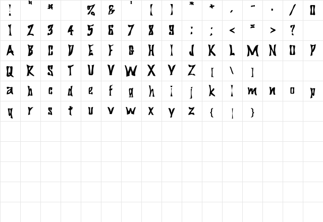BigDaddy Regular Character Map