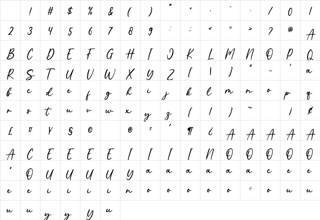 Blooming Regular Character Map