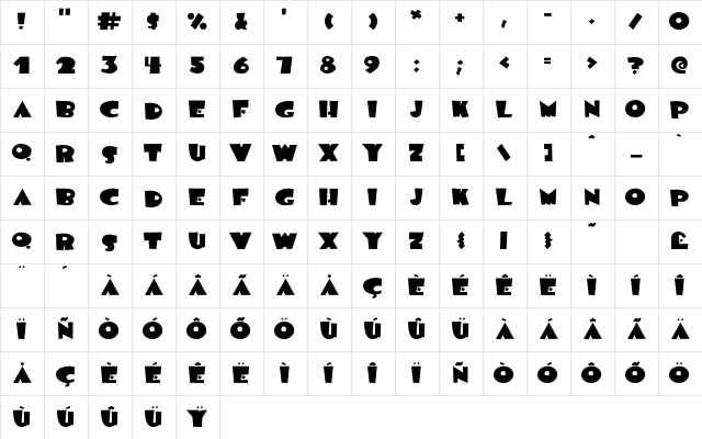 BlueMoon Regular Character Map