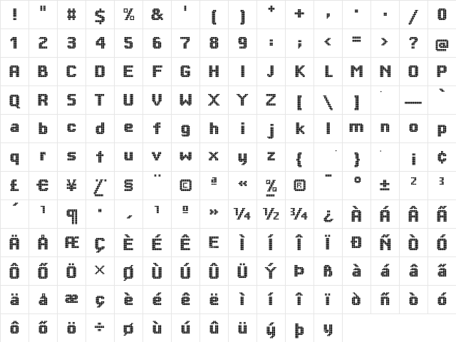 BigDots Regular Character Map