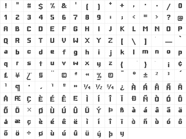 BigDots Regular Character Map