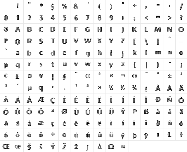 BocaRatonICG Regular Character Map