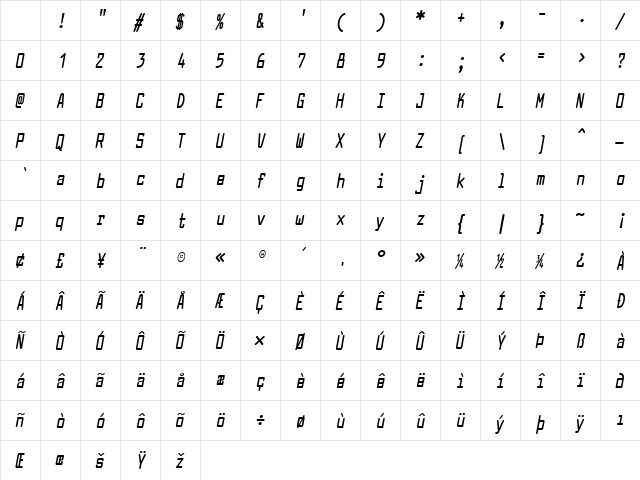 Larabiefont Compressed Bold Italic Character Map Larabiefont Compressed Bold Italic Character Map