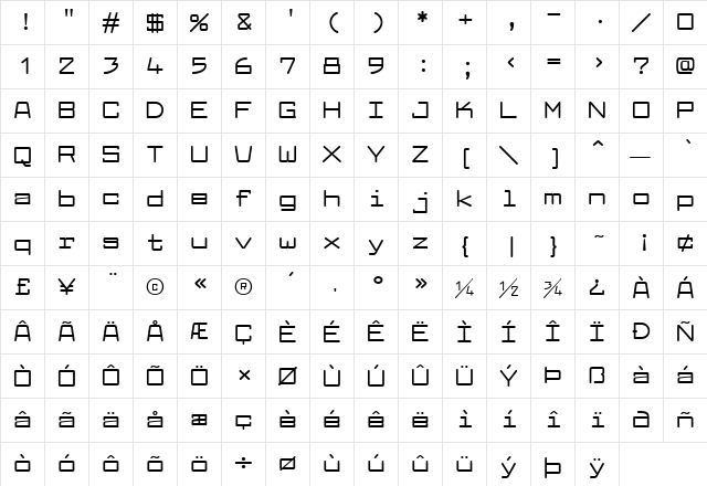 Larabiefont Extended Bold Character Map