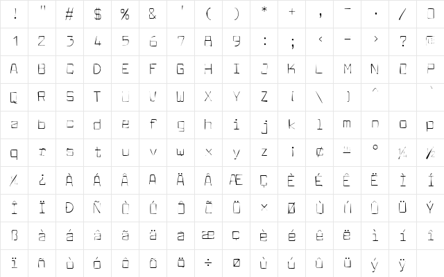 Larabiefont Gaunt Regular Character Map