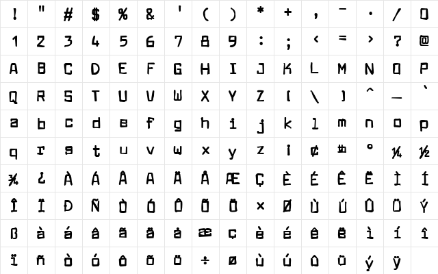 Larabiefont Ink Regular Character Map