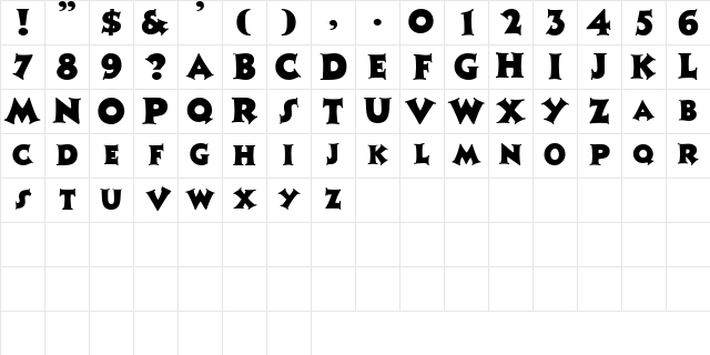 BigfootSCapsSSK Regular Character Map