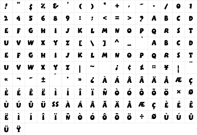 Boink Std Regular Character Map Boink Std Regular Character Map