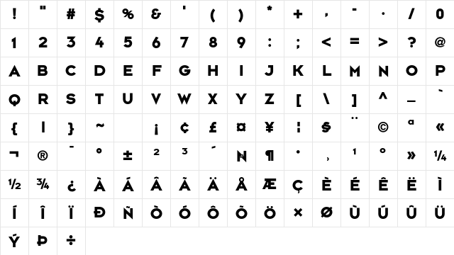 Bonn BoldCaps Character Map