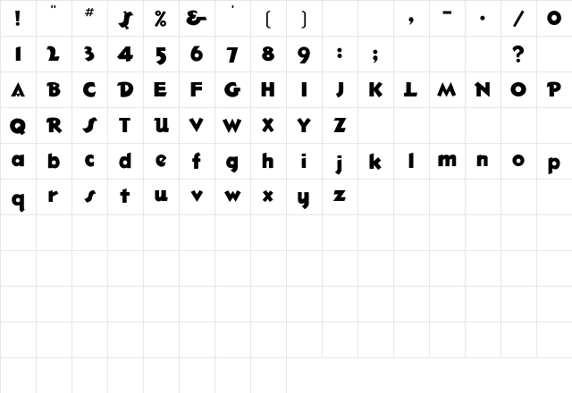 Bigshot Regular Character Map Bigshot Regular Character Map