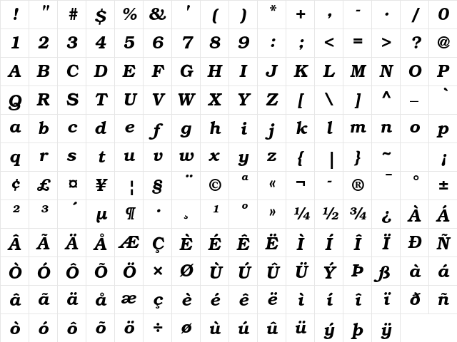 Bookman ITC Std Demi Italic Character Map