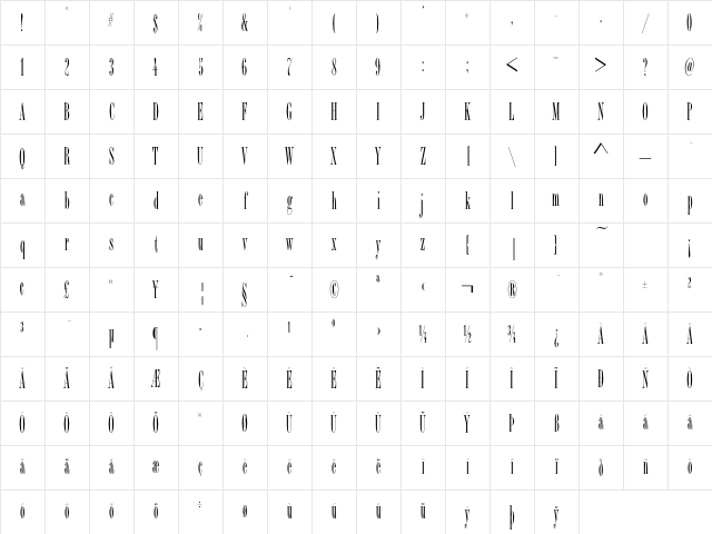 BordeauxICG Regular Character Map BordeauxICG Regular Character Map