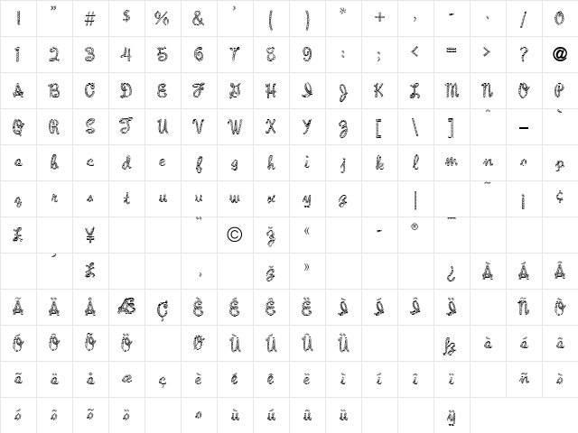 Lariat Regular Character Map