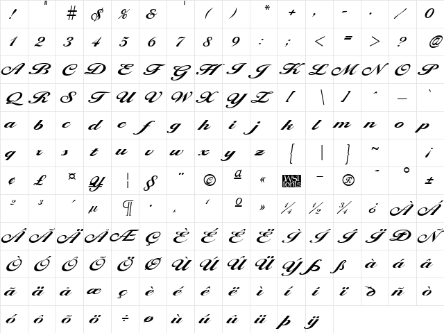 Larisima Bold Character Map