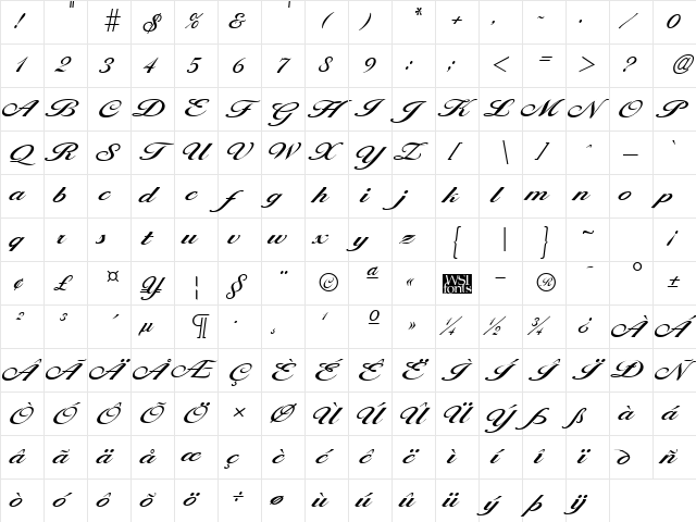 Larisima Regular Character Map