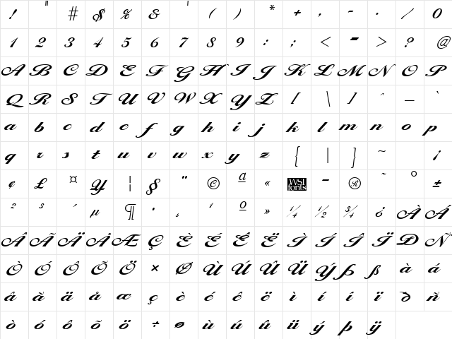 Larisima Bold Character Map