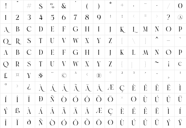 Brand Regular Character Map