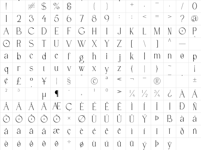 Bridger-Demo Regular Character Map Bridger-Demo Regular Character Map