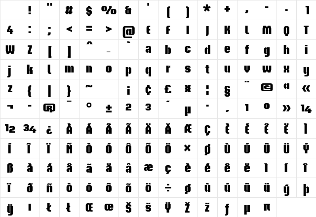 Briem Akademi Std Black Character Map Briem Akademi Std Black Character Map