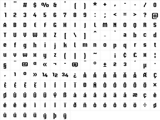 Briem Akademi Std Bold Character Map Briem Akademi Std Bold Character Map