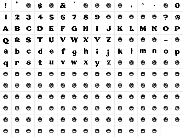 Broken Poster Regular Character Map