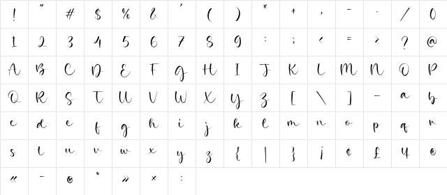 Broken White Regular Character Map