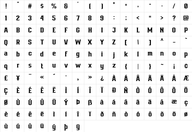 Bronzier Medium Character Map